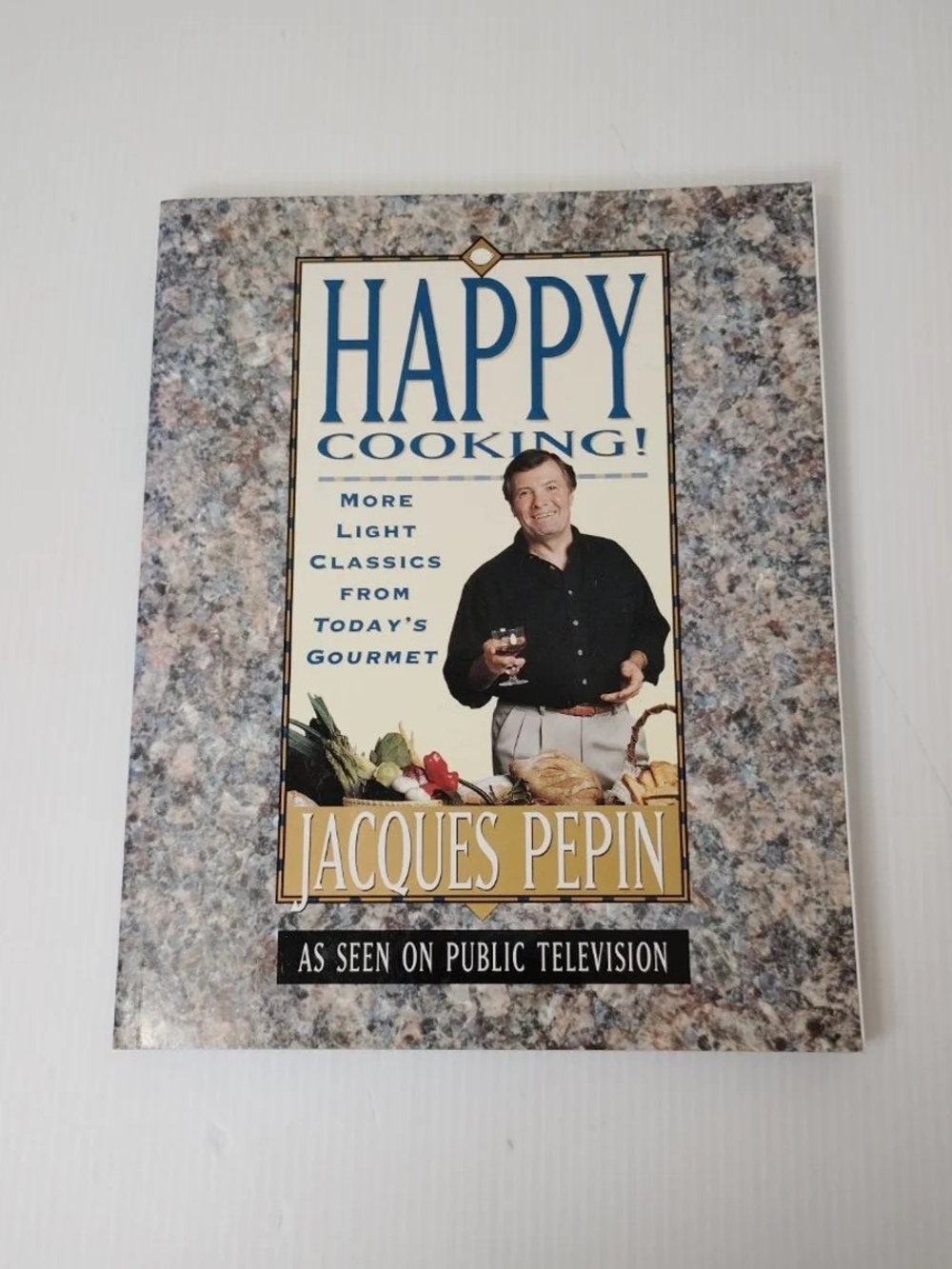 2 For $10 'Happy Cooking!' Jacques Pepin Cookbook - Blue and Cream Cover